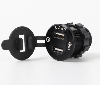 China New China-chic Dual USB Waterproof 36W 12V Aluminum Car Charger Socket QC3.0 USB Socket with ON OFF Switch and Motorcycle Digital for sale