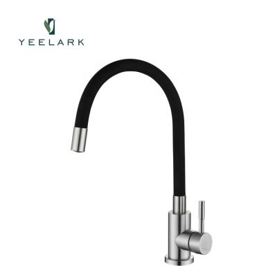 China Single Handle Kitchen Faucets 3 Way Kitchen Sink Mixer Tap 304 Stainless Steel Thermostatic Spring Neck Long for sale