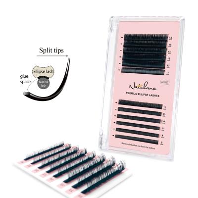 China NATUHANA 8~14 Natural Matte Eye Lash Natural Matte Slot-Tips Ellipse Shape Mix Natural Soft Flat Individual Eyelash Extension Ellipse False Eyelashes for sale