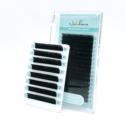 China NATUHANA 16rows Premium Soft Natural Soft Matte Black Individual Mink False Eyelash Extension Whips Makeup Cilios for sale