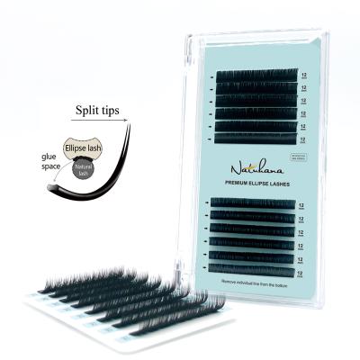 China Natural Soft Cilios Matte Mink False Eye Lash Extension NATUHANA Ellipse Tips Flat Individual Split Extension Premium Natural Soft Eyelash Extension for sale