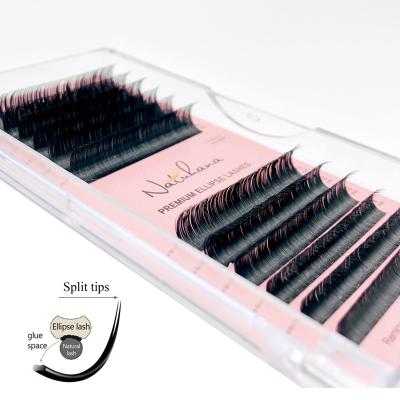 China NATUHANA Soft Natural 0.15 0.20 Private Label Cashmere Mink Eyelash Extensions Professional Silk Ellipse Flat Lashes for sale