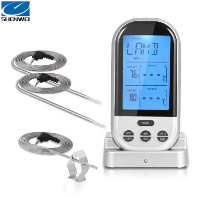 China Kitchen Cordless Wireless Digital BBQ Cooking Meat Food Thermometer LCD Display For Grill Oven Smoker for sale