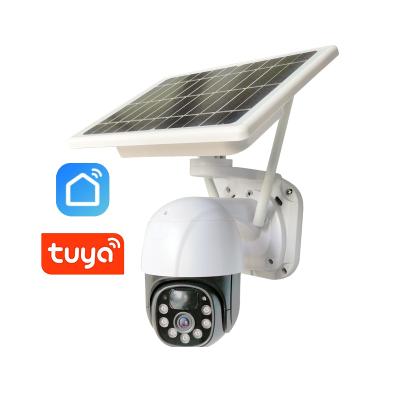 China Human Motion Tracking PTZ Camera CCTV Security Cameras Solar Powered Wifi Battery Solar Powered Outdoor Camera 4G Tuya for sale