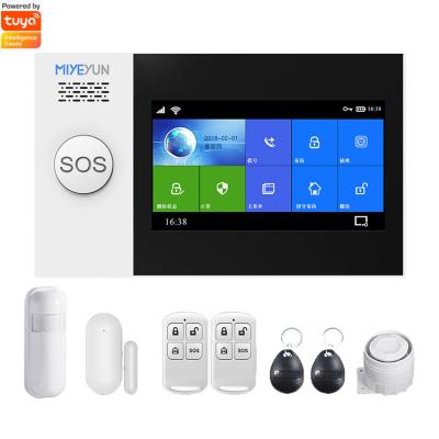 China Tuya DIY 433MHz Wireless Alarm Kit Anti-theft Gsm Power Cut SMS Home Alarm With Window Door Sensor Alarm for sale