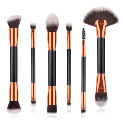 China Angular Blush Professional 6Pcs Travel Multi-Tasker Premium Luxury Double-Ended Makeup Brushes Kit for sale