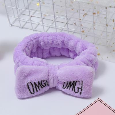 China OH MY GOD Letter OH MY GOD Letter Coral Fleece Wash Face Hairbands for Women Cute Soft Bow Girls Hair Accessories OH MY GOD Headband for sale