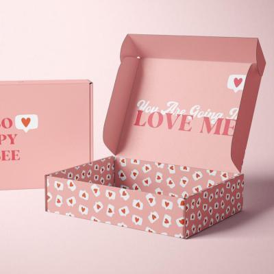 China Recyclable Wholesale Custom Logo Pink Printed Corrugated Kraft Cardboard Paper Boxes For Gif Packaging for sale