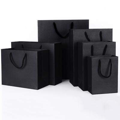 China Recyclable Custom Design Black Kraft paper Bags For Gift Packaging Shopping Bags for sale