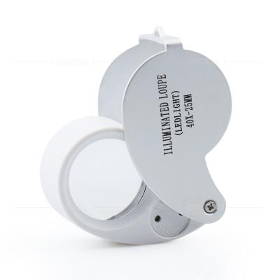 China Jewelry Loupe 40X Jewelers Loupe Optical Glass Magnifying Glass With Light for sale