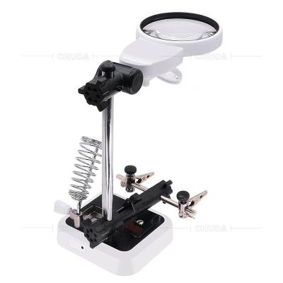 China 3 LED Lights Plastic Clip Inspection PCB Magnifier for sale