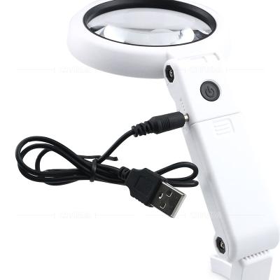 China Plastic Foldable 5X USB Magnifying Glass Tablet Magnifier Lamp for sale