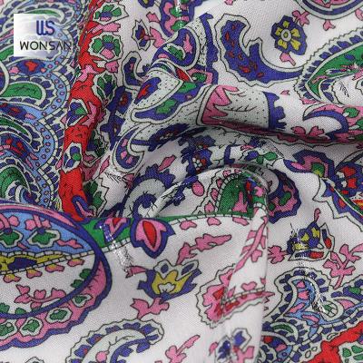 China Breathable Rayon Print Gauze Chiffon Chiffon Fabric With Lurex Yarn Paisley Design Light Weight for sale