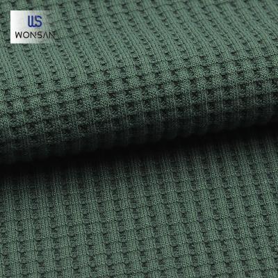 China High Quality Breathable China Cotton Polyester Garment Loungewear Jacket Fabric Plain Dyed Large Waffle Knitted Fabric for sale