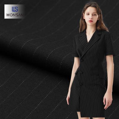 China Breathable Polyester/Rayon/Spandex Stretch Stripe Twill Fabric Breathable Suit Pants Fabric Material for sale