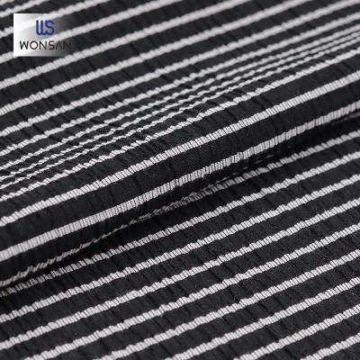 China Breathable Polyester/Rayon/Spandex Stripe Crepe Warp Knit Fabric Fashion Casual Dress Shirt Fabric for sale