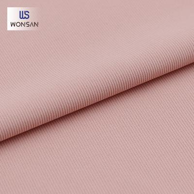 China Breathable Quick Delivery Time Polyester/Spandex Leisure Home Wear Fabric 160G/M2 Rib Dyeing Knitted Fabric for sale