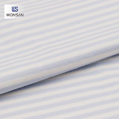 China Breathable Cotton / Spandex Brushed Yarn Dyed Stripes Double Knit Casual Fashion T Shirt Fabric 240g/m2 for sale