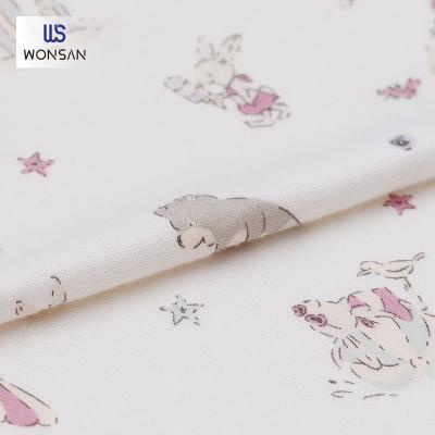 China Breathable Rayon/Cotton/Polyester Cartoon Prints Double Knit Breathable Children's Clothing Fabric Material 200G/M2 for sale