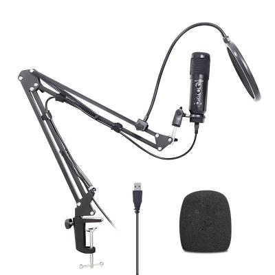 China USB Microphone Factory USB Microphone for Professional Condenser Singing Radio Braodcasting Sound Recording with Arm Stand for sale