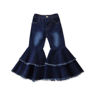 China Autumn models children's clothing spring and edge children's jeans girls breathable raw denim flared pants Amazon Tiktok wholesale 102603 for sale