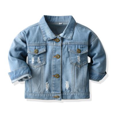 China Children's denim new and autumn girls' denim jacket spring jacket cardigan washed ripped loungewear Amazon Tiktok QD5 wholesale for sale