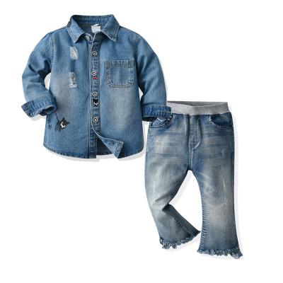 China Wholesale Price Comfortable Casual Soft Autumn Jacket And Pants Girls Denim Sets for sale