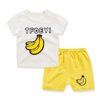 China Summer Soft Children's Clothes Cotton Shorts Short Sleeve Casual Two Piece Suit for sale