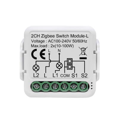 China 2 Channel ZigBee No Neutral Switch Module XJ-Zigbee-02L for sale