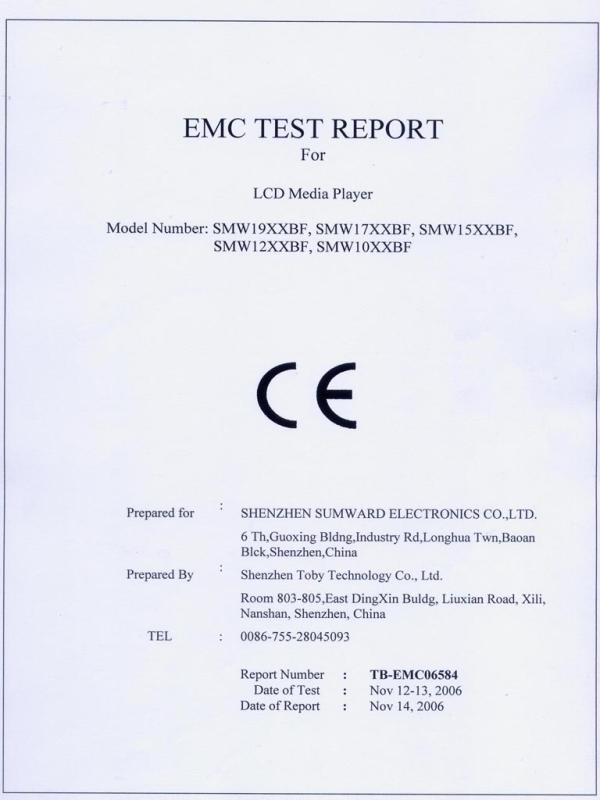 CE-LCD Media player - ShenZhen Sumward Electronics Co., LTD