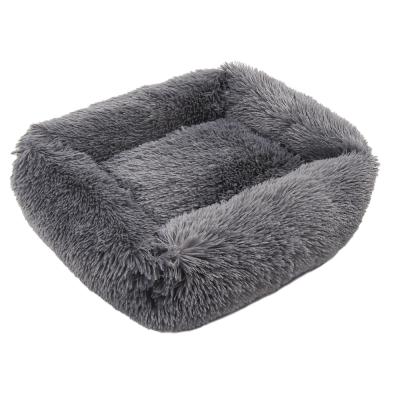 China Jhome Breathable Pets 45*35cm Dropshipping Small Faux Fur Felt Oblong Soft Comfortable Rectangle Cat Bed Luxury Calming Plush Fluffy Pet Bed Cave for sale