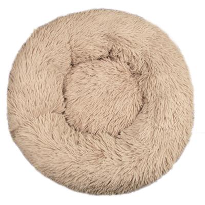 China Jhome Breathable Pets Large 70cm Round Ultra Soft Luxury Faux Fur Pet Bed Dropshipping Calming Donut Dog Bed Fluffy Warm Plush Waterproof for sale