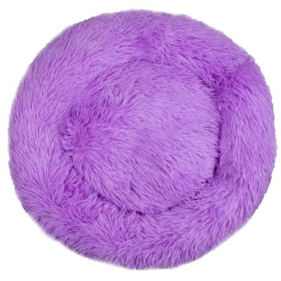 China Jhome Breathable Pampers 40cm Faux Fur Luxury Donut Fluffy Pet Bed Dropshipping XS Calming Soft Round Custom Cat Bed House Plush Washable for sale