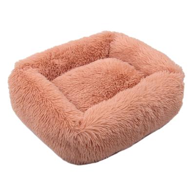 China Jhome Breathable Pets Small Oblong Fur Felt Comfortable Washable Cat Bed Rectangle Fluffy Calming Cat Bed Flush Custom 45*35cm RTS Faux Soft for sale