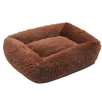 China Breathable Jhome Pets Large 66*56cm Ultra Soft Luxury Faux Fur Pet Bed Dropshipping Calming Oblong Rectangle Dog Bed Fluffy Warm Plush for sale