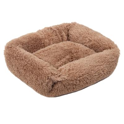 China Jhome Breathable Pets 55*45cm RTS Medium Rectangle Washable Dog Bed Calming Luxury Warm Plush Fluffy Pet Bed Nest Comfortable Ultra Soft Faux Fur for sale