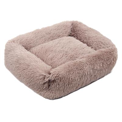 China Breathable Jhome Pets Large 66*56cm RTS Pet Bed Eco Friendly Warm Rectangle Soothing Luxury Fluffy Soft Faux Fur Oblong Pet Bed Anti Slip for sale