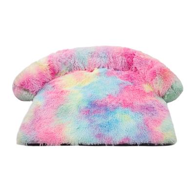 China Jhome Breathable Pampers Ikat Ombre Colors Faux Fur Machine Washable Dog Sofa Bed Luxury Warm Calming Comfortable Soft Comfortable For Pet for sale