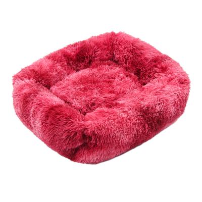 China Jhome Breathable Pampers Dropshipping Oblong Ultra Soft Faux Fur Luxury Dog Bed Calming Comfortable Rectangle Fluffy Dog Bed With Custom Logo for sale