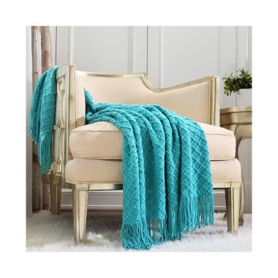 China Factory Wholesale Price Folded Chunky Gray Knitted Yarn Throw Blanket Luxury for sale