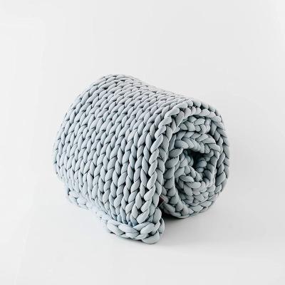 China Wholesale Cheap Light Gray Folded Custom Knitted Weighted Blanket Prices for sale