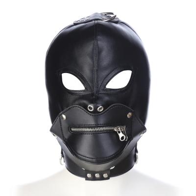 China CIVET BDSM Leather Head Manipulator Zipper Hoods Fetish Gay Toys Full Head Restraints Adult Sex Toys For Women Men Erotic Sex Shop for sale