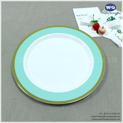 China Disposable 7.5 Inch 10Inch PS Plastic Dinner Plate,Golden Rim Plate,Plastic Dinner Plates,Durable Plastic Plates Seller for sale