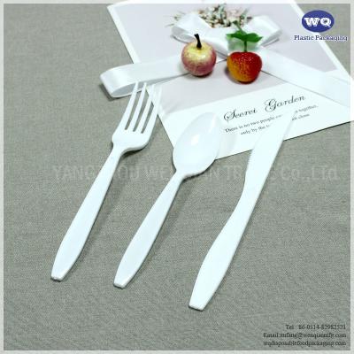 China 7inch White Plastic Cutlery-Disposable Cutlery Packs-disposable plastic knives-disposable soup spoons-prewrapped Cutlery for sale