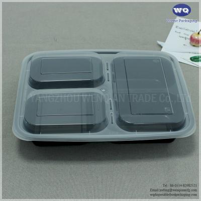 China Diposable 3-Compartments Takeaway Plastic Food Container Disposable Food Grade PP Fast Food Box Food Usage Fast Food Box for sale