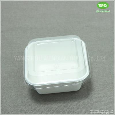 China 250ml Disposable Square Food Container Made By Sugarcane Bagasse With Clear PET Lid-Easy Green Disposable Food Container for sale