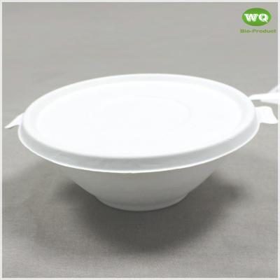 China Bleached  Color 100% Eco-Friendly Sugarcane Disposable Soup Bowl With Lid -Durable Food Storage Containers With Lids for sale