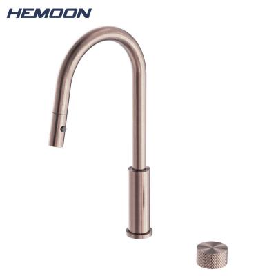 China Pull Out Spray Luxury Single Lever Brushed Nickel Knurling Kitchen Mixer Brass Sink Faucet Kitchen Faucet With Pull Down Sprayer for sale