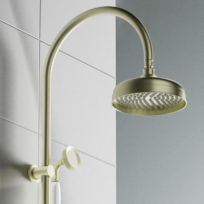 China With Slide Bar High Quality Bathroom Round Shower Head Top Spray Shoower Faucet Brushed Golden Bath Shower Set for sale