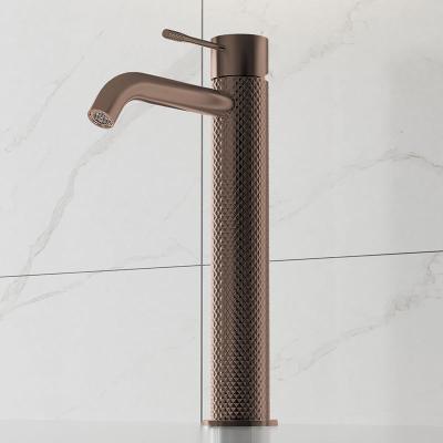 China Metered Faucets Tall Basin Sink Faucet New Design Luxury  Leadfree Brass Taps Bathroom Knurled Ceramic-cartridge Faucets for sale